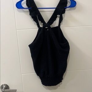 Anthropology: Black Textured Sleeveless Top